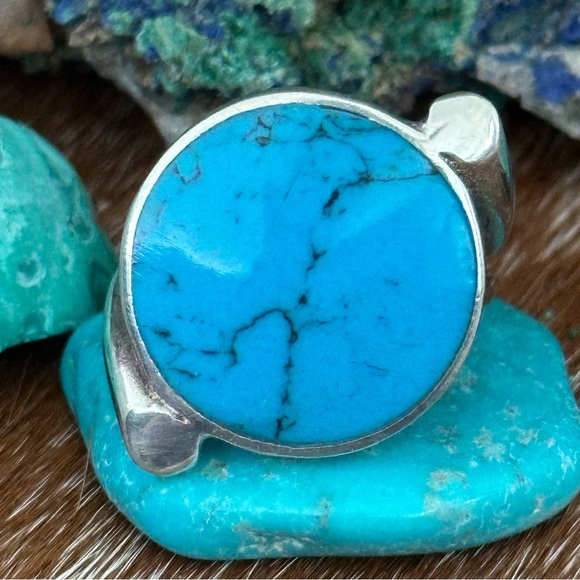 Turquoise sterling silver octagon shape ring - Picture 6 of 8